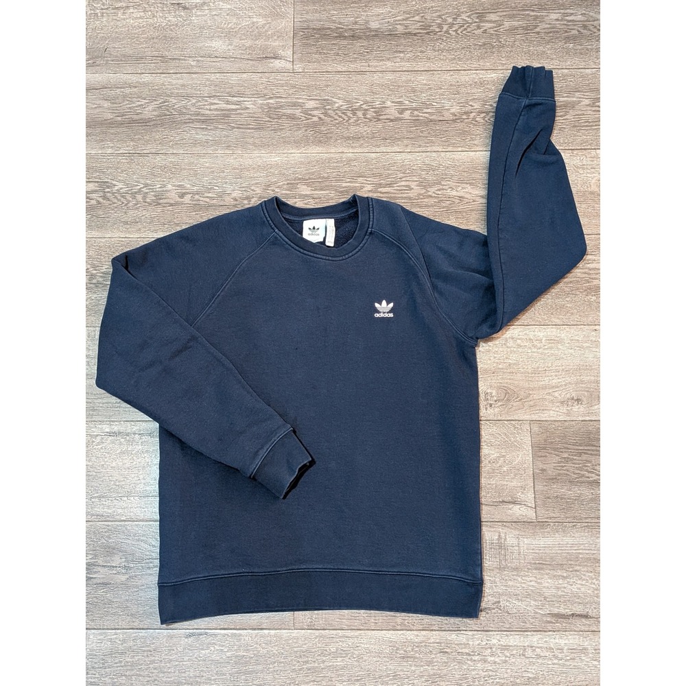 Adidas Originals Mens Trefoil Crewneck Sweatshirt Navy Blue L Pullover Fleece